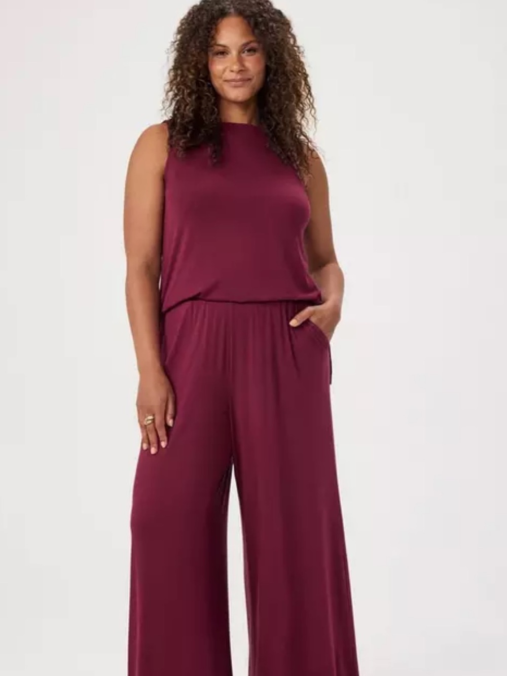 Torrid Maroon Super Soft Set: Boat Neck Top 3 & Tall Wide Leg Pants 3T